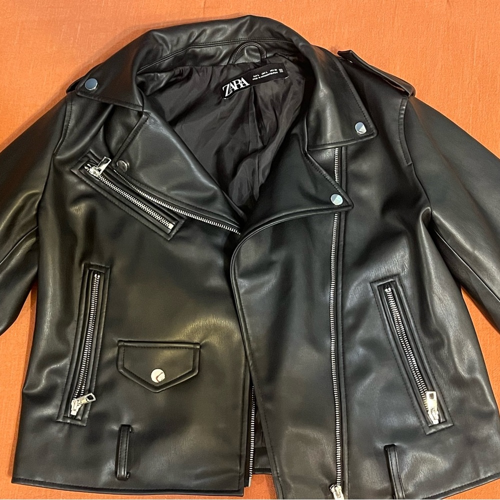 Zara Black Biker Leather Jacket